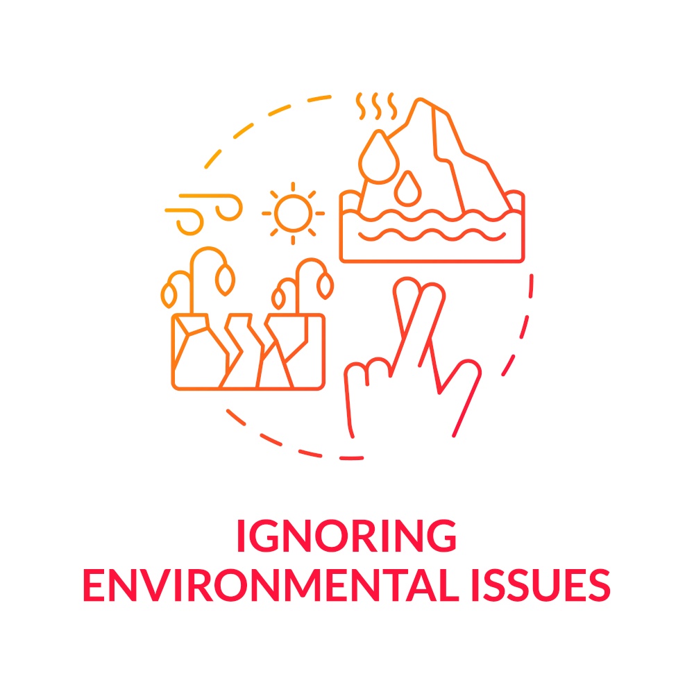 Ignoring environmental issues gradient concept icon. Environmental concerns. Extreme meteorological phenomena abstract idea thin line illustration. Vector isolated outline color drawing.. Ignoring environmental issues gradient concept icon