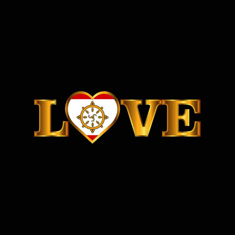 Golden Love typography Sikkim flag design vector