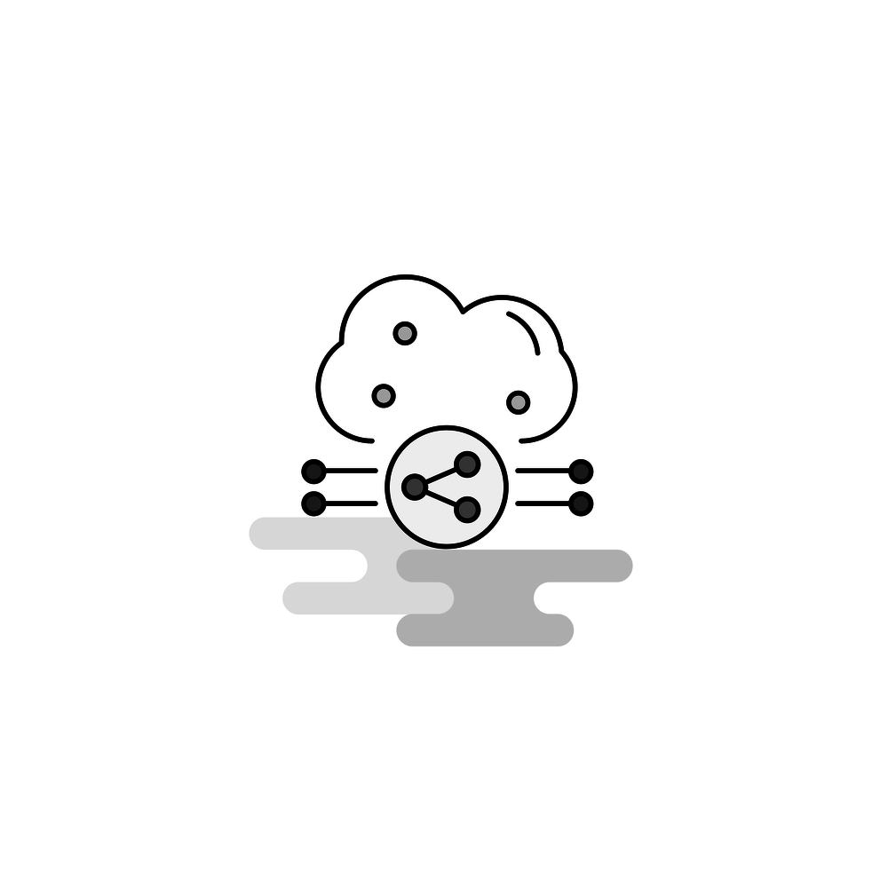 Cloud sharing  Web Icon. Flat Line Filled Gray Icon Vector