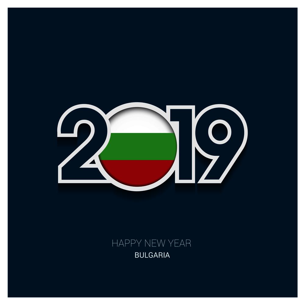 2019 Bulgaria Typography, Happy New Year Background