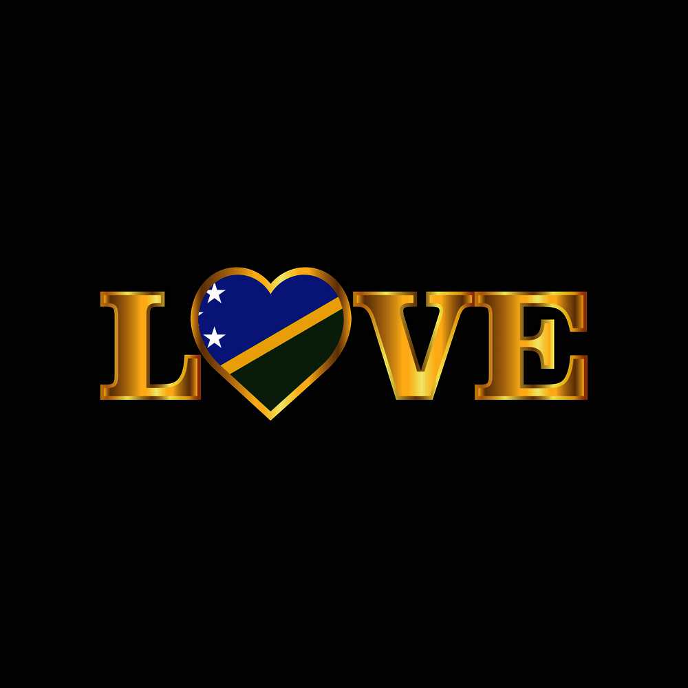 Golden Love typography Solomon Islands flag design vector