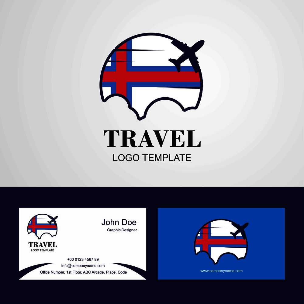 Travel Faroe Islands Flag Logo and Visiting Card Design