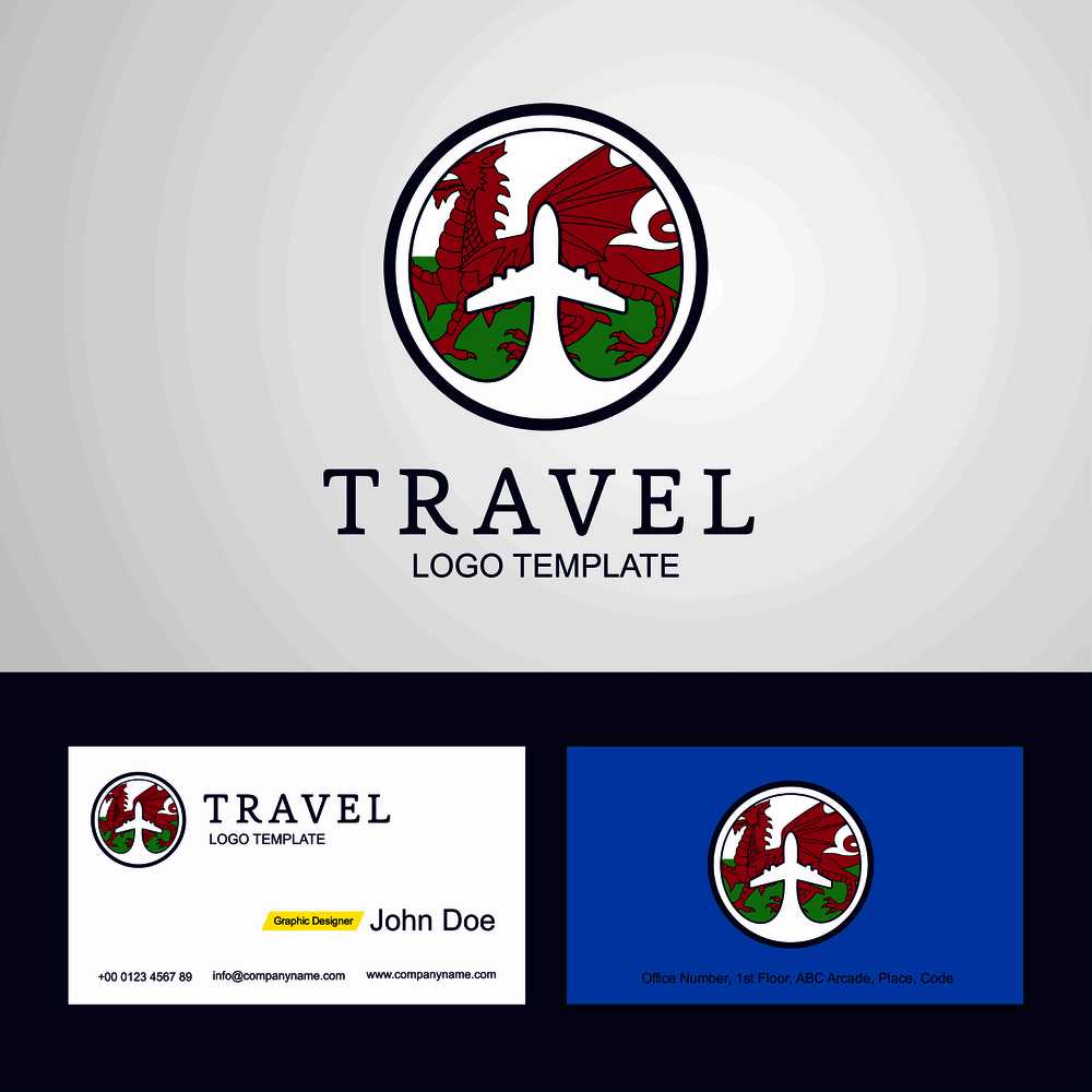 Travel Wales Creative Circle flag Logo and Business card design