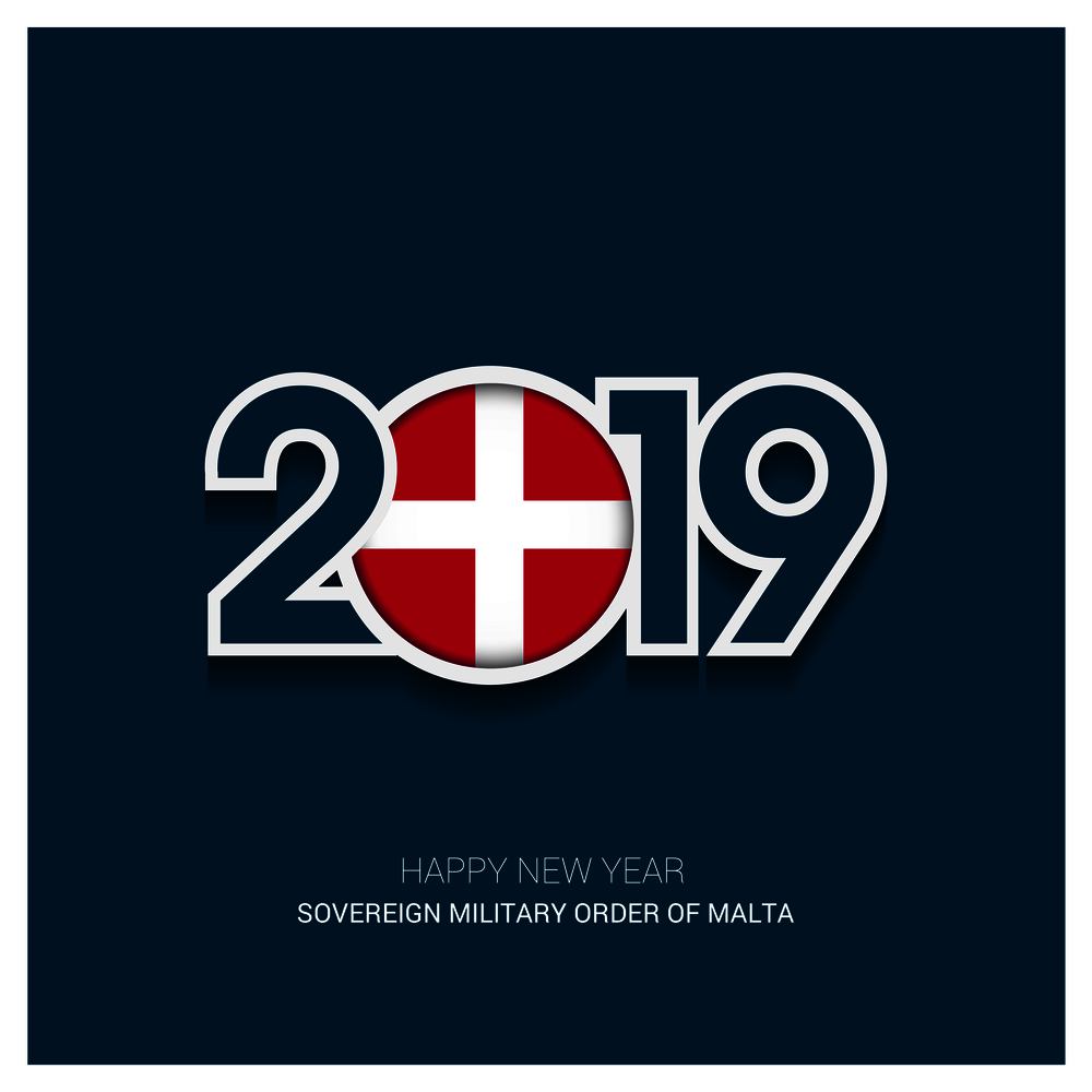 2019 Sovereign Military order of Malta Typography, Happy New Year Background