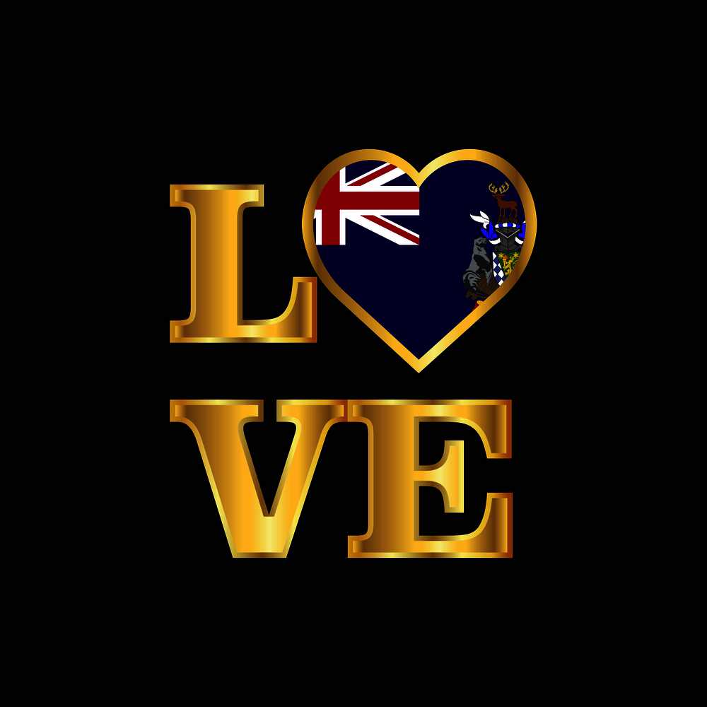 Love typography South Georgia flag design vector Gold lettering