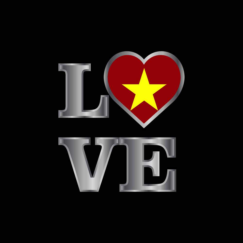 Love typography Vietnam flag design vector beautiful lettering