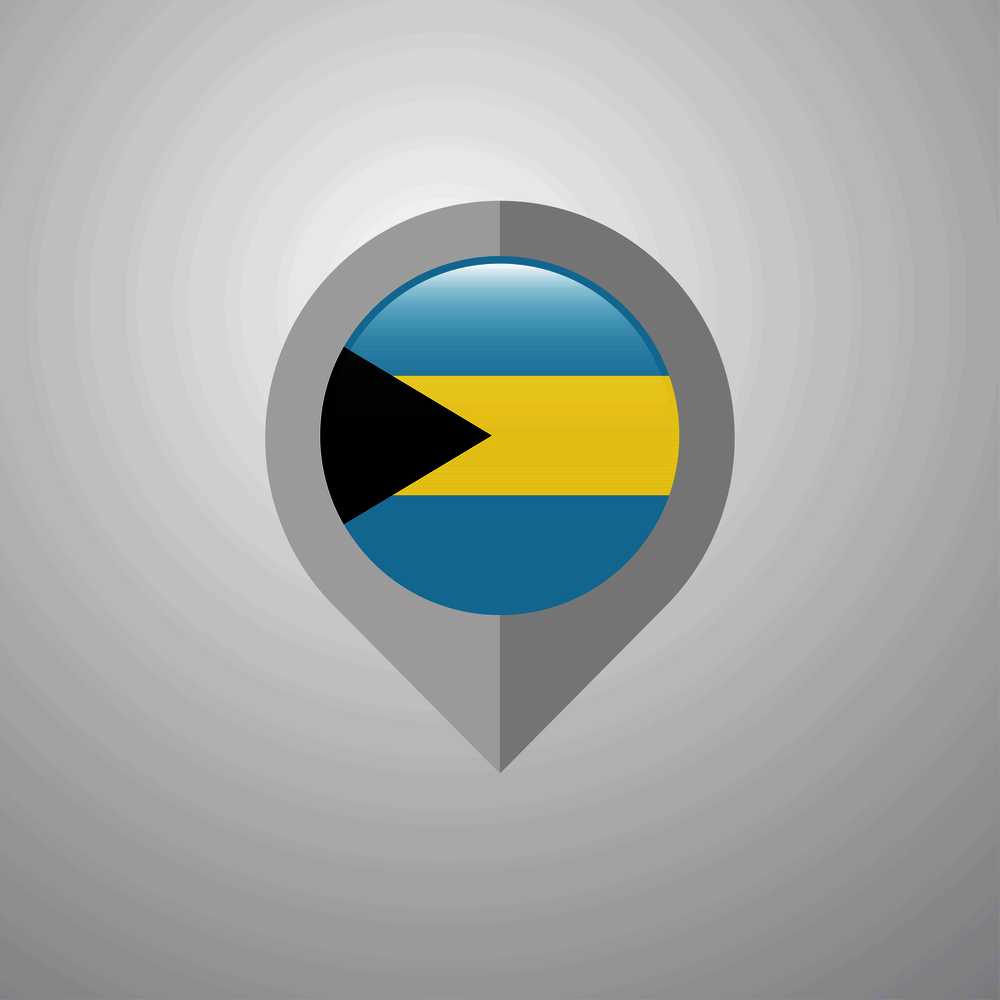 Map Navigation pointer with Bahamas flag design vector
