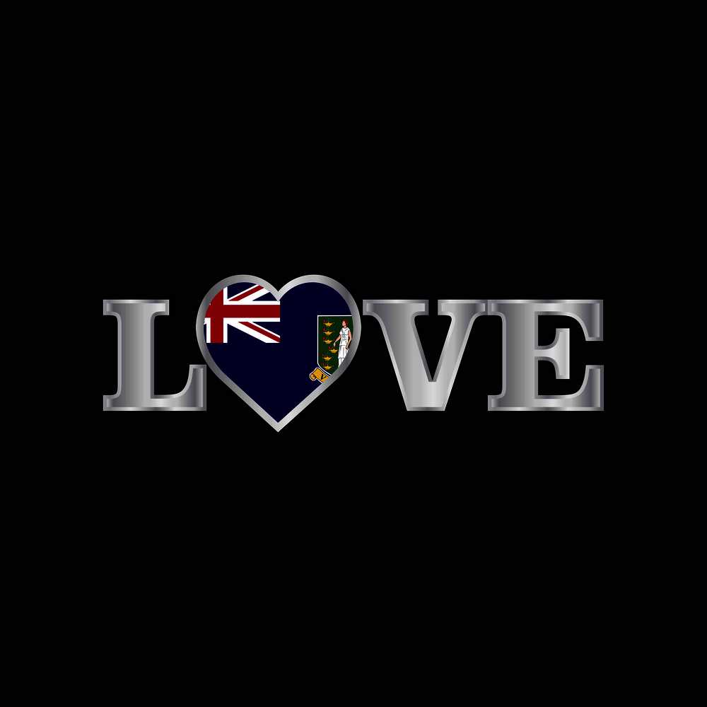 Love typography with Virgin Islands UK flag design vector
