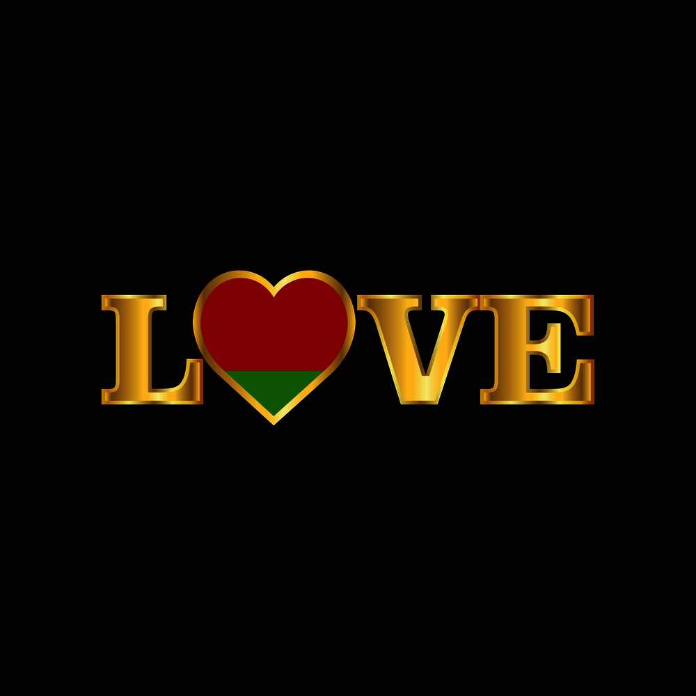 Golden Love typography Belarus flag design vector
