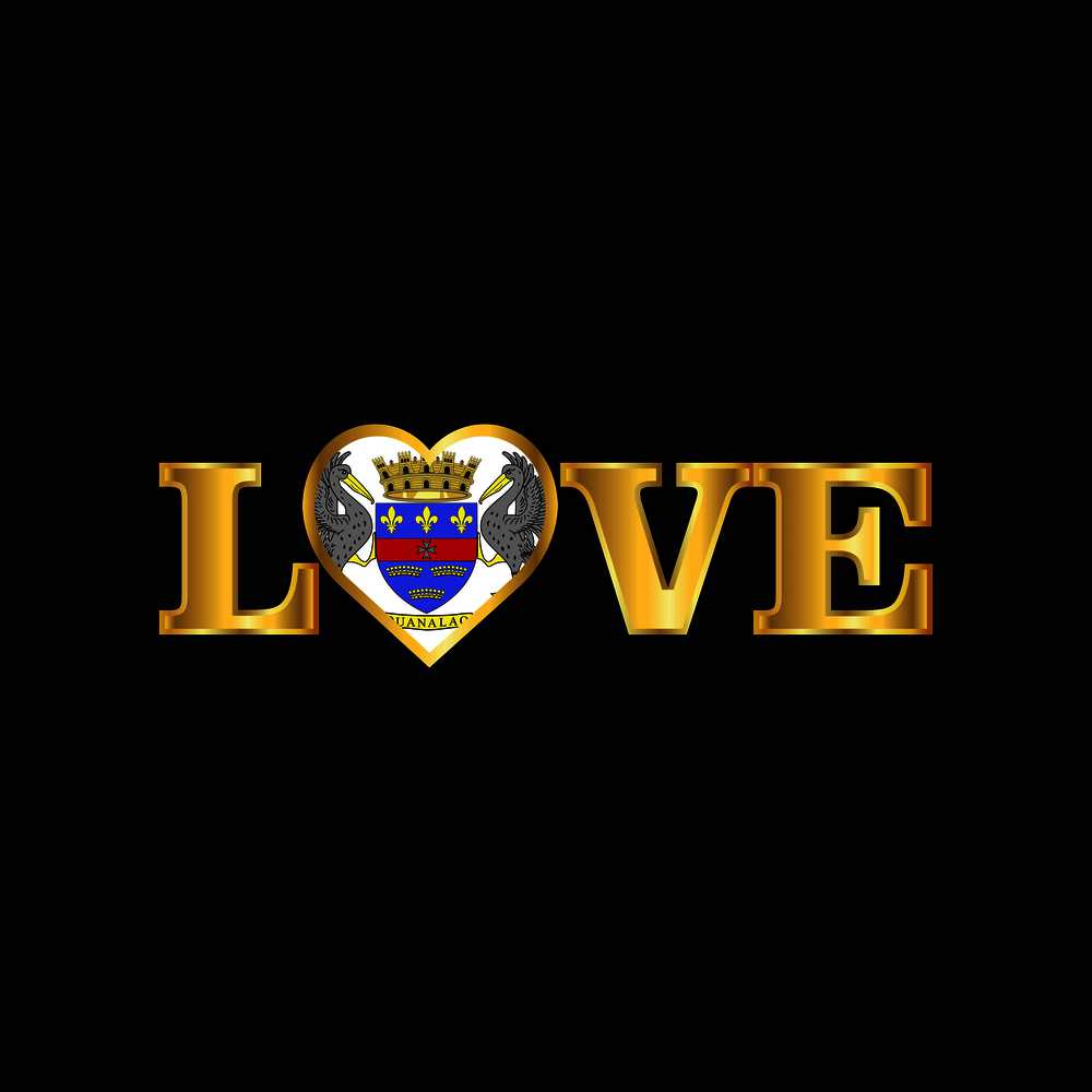 Golden Love typography Saint Barthelemy flag design vector