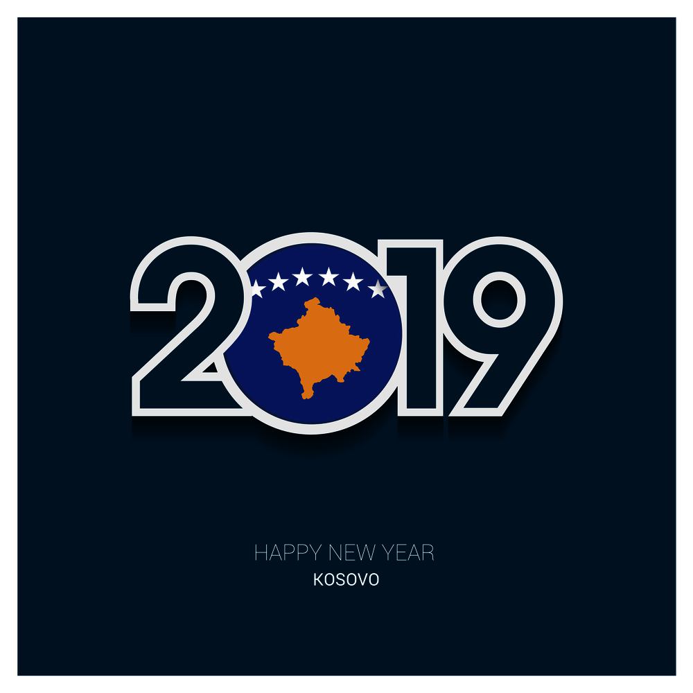 2019 Kosovo Typography, Happy New Year Background