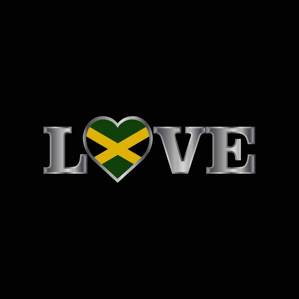 Love typography with Jamaica flag design vector
