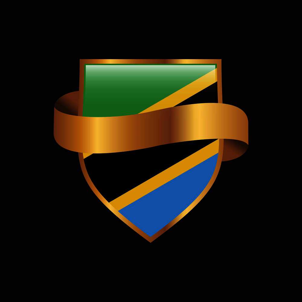 Tanzania flag Golden badge design vector
