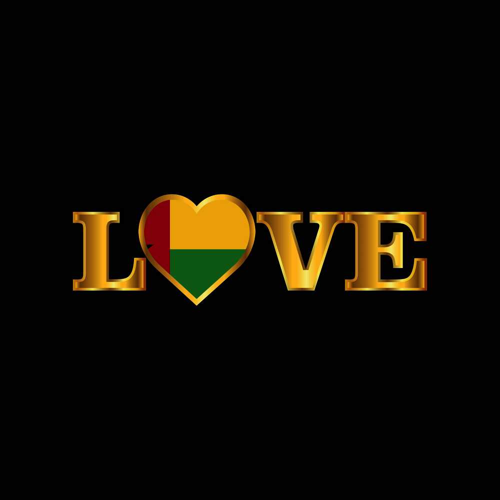 Golden Love typography Guinea Bissau flag design vector