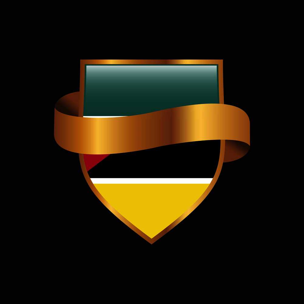 Mozambique flag Golden badge design vector