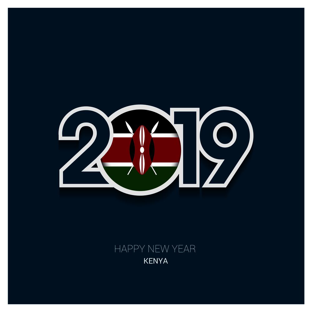 2019 Kenya Typography, Happy New Year Background