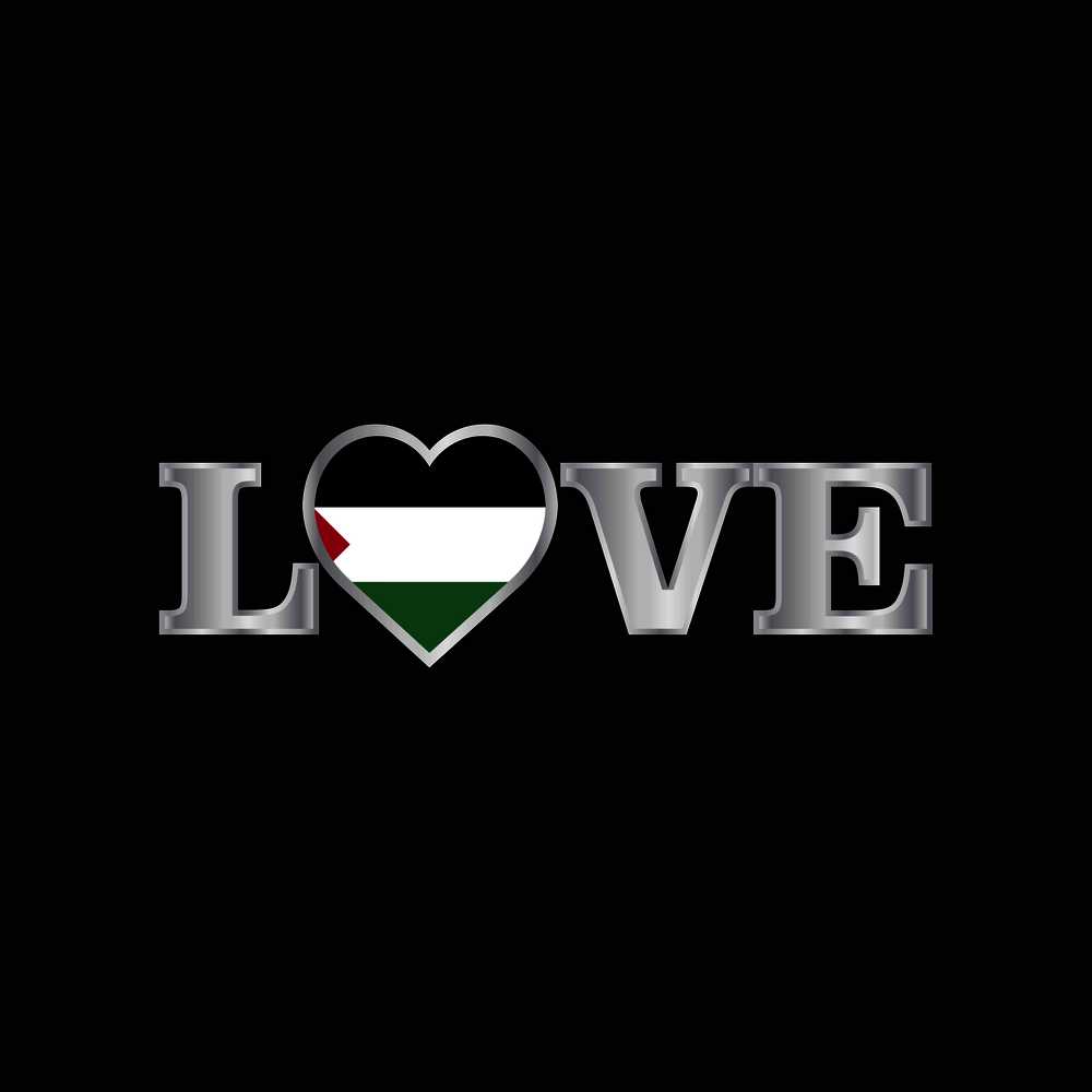 Love typography with Palestine flag design vector