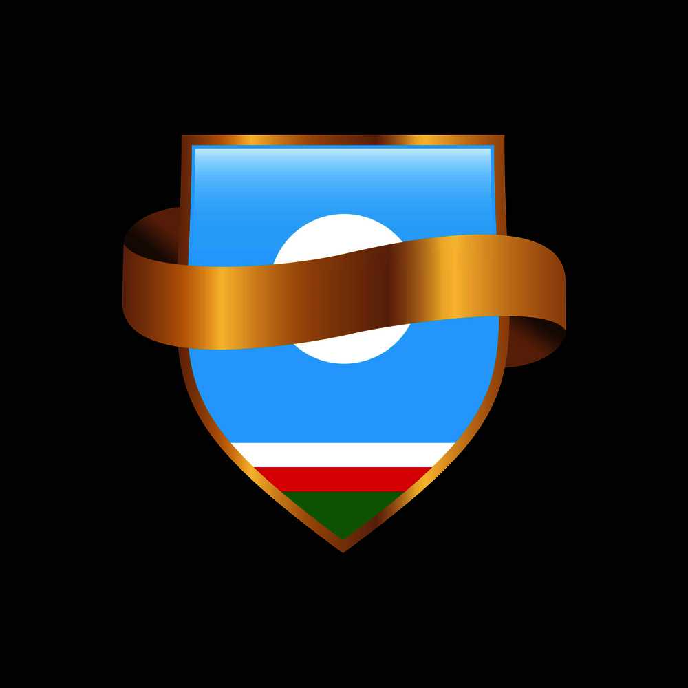 Sakha Republic flag Golden badge design vector