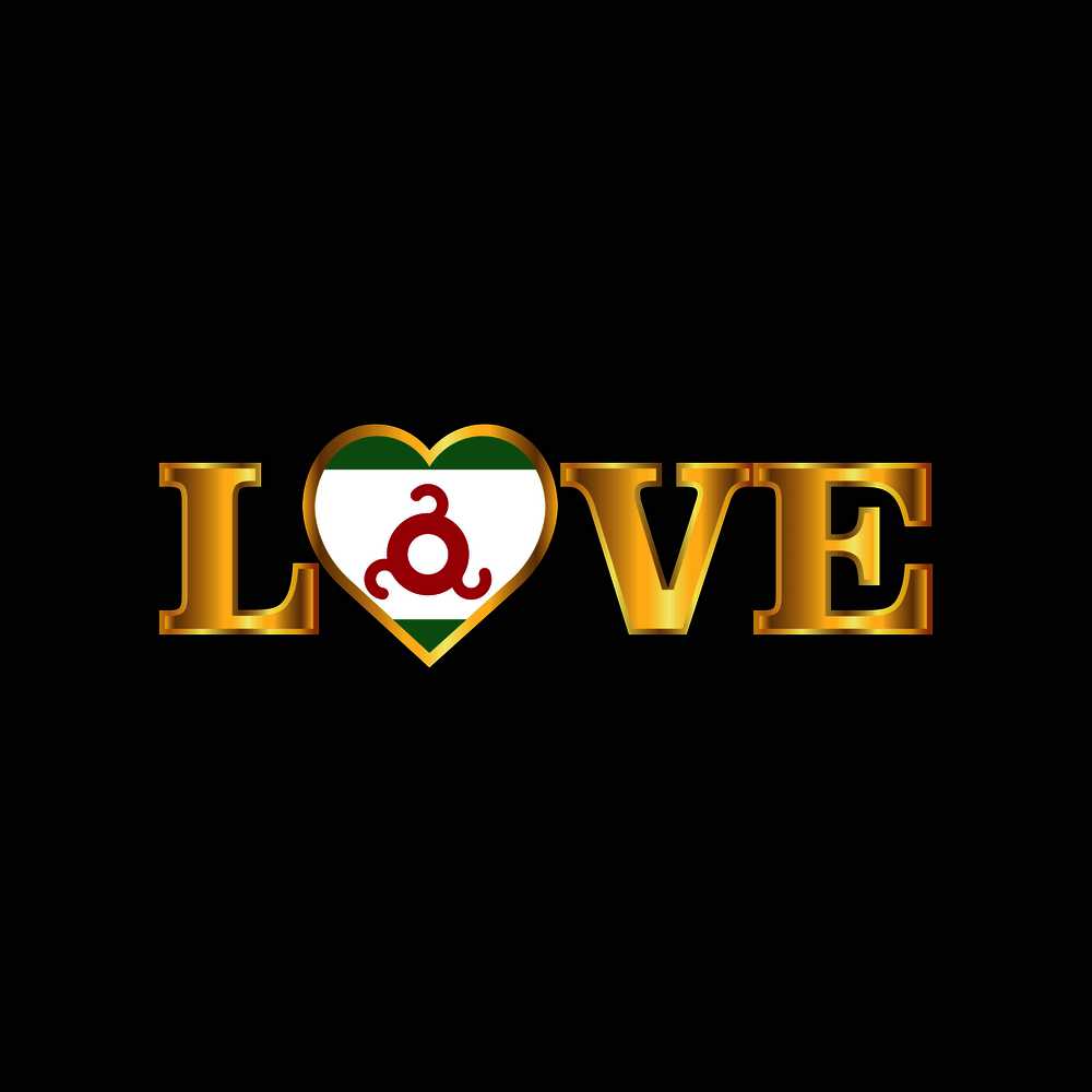 Golden Love typography Ingushetia flag design vector