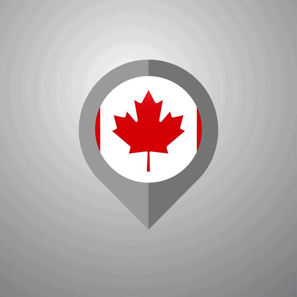 Map Navigation pointer with Canada flag design vector