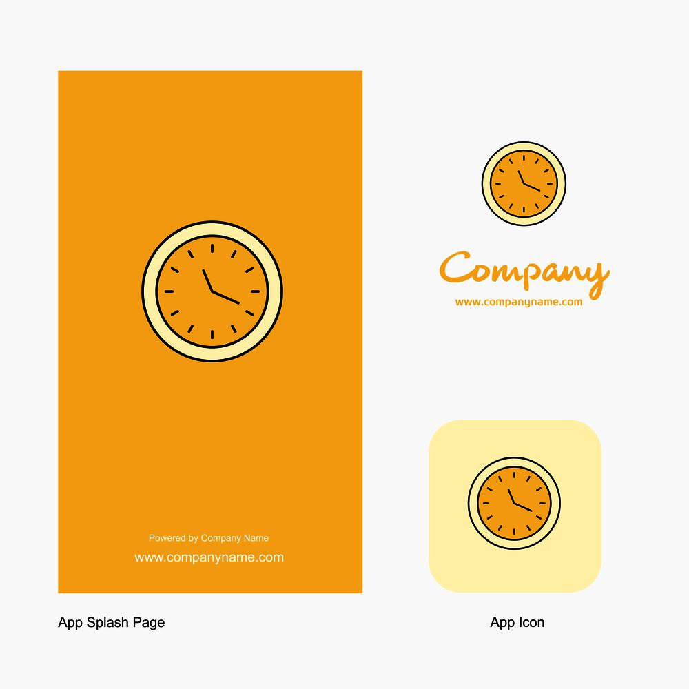 Clock  Company Logo App Icon and Splash Page Design. Creative Business App Design Elements