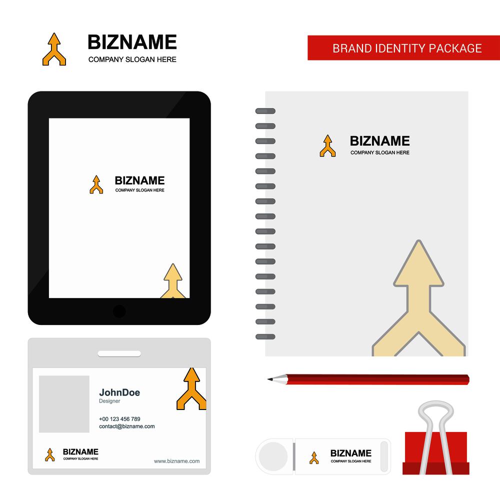 Up arrow  Business Logo, Tab App, Diary PVC Employee Card and USB Brand Stationary Package Design Vector Template