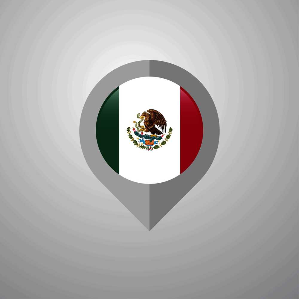 Map Navigation pointer with Mexico flag design vector