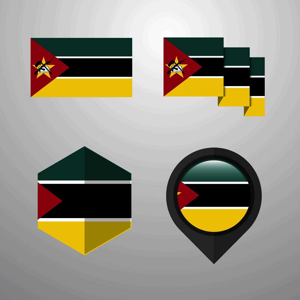 Mozambique flag design set vector