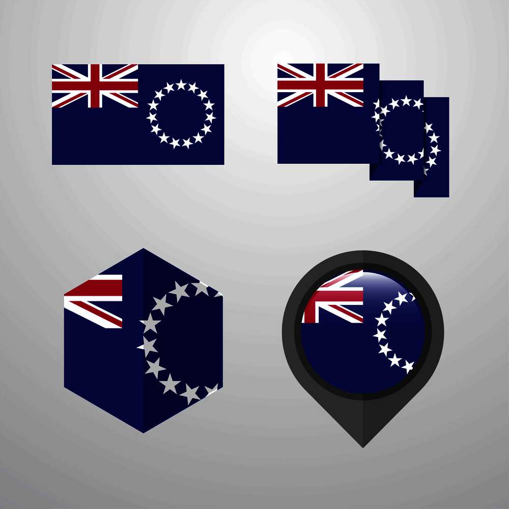 Cook Islands flag design set vector