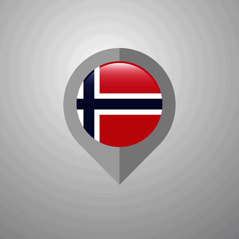 Map Navigation pointer with Norway flag design vector