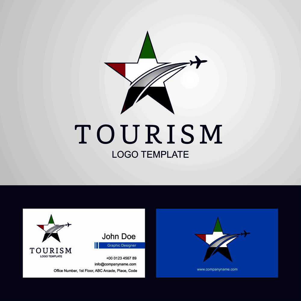 Travel UAE flag Creative Star Logo and Business card design