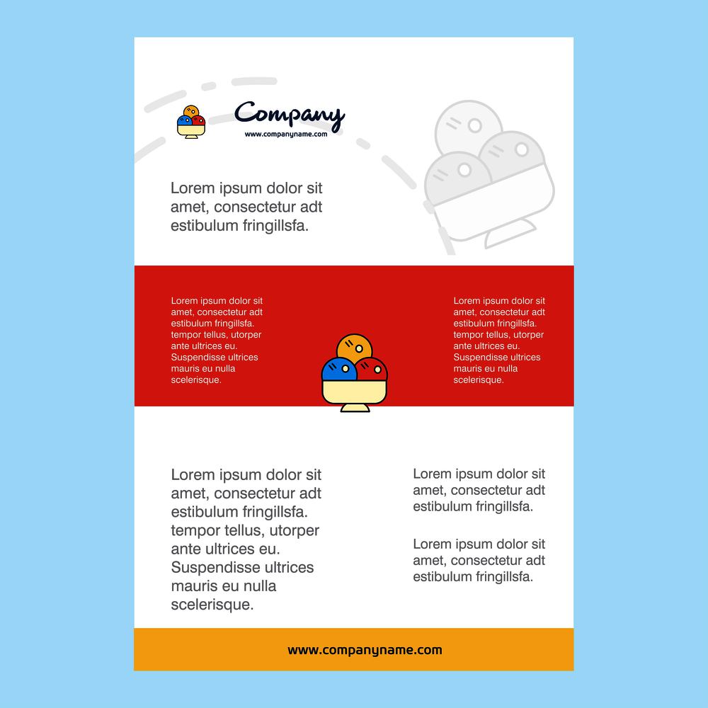 Template layout for Ice cream comany profile ,annual report, presentations, leaflet, Brochure Vector Background