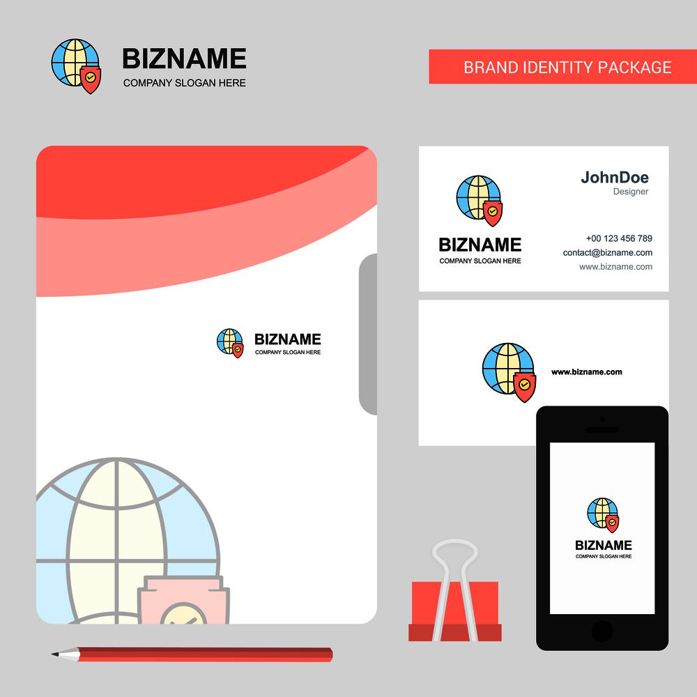 Protected internet  Business Logo, File Cover Visiting Card and Mobile App Design. Vector Illustration