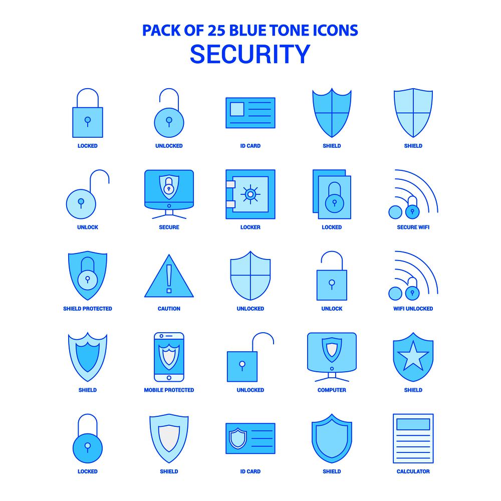 Security Blue Tone Icon Pack - 25 Icon Sets