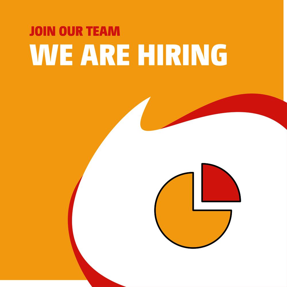 Join Our Team. Busienss Company Pie chart  We Are Hiring Poster Callout Design. Vector background