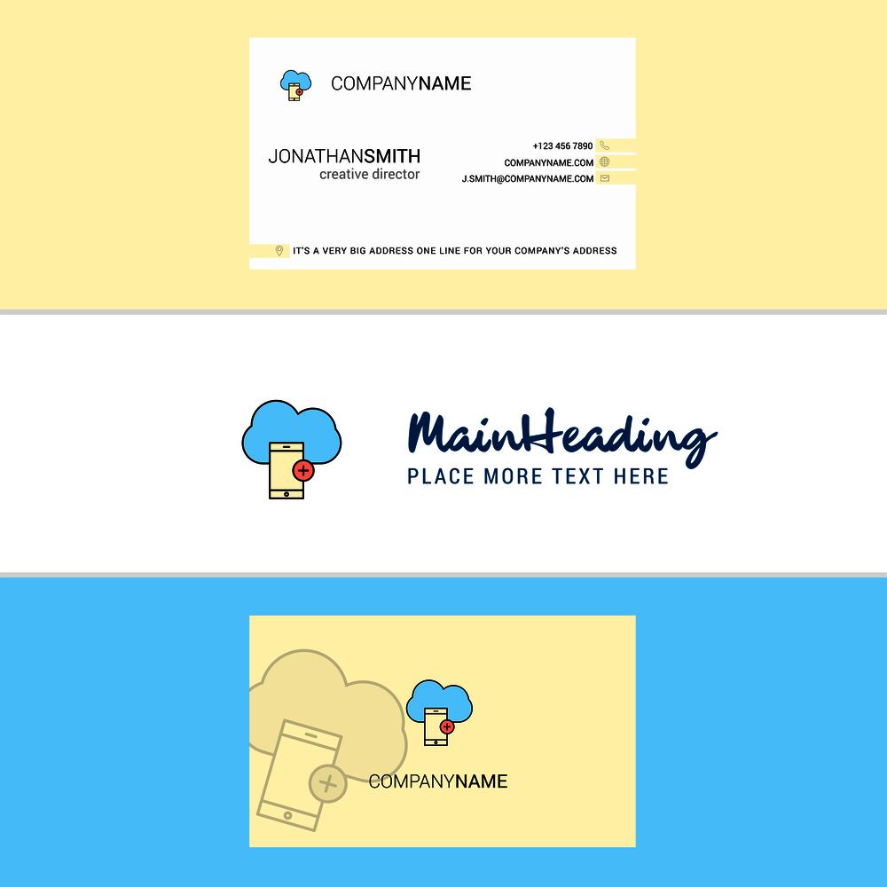 Beautiful Cloud with smart phone  Logo and business card. vertical Design Vector