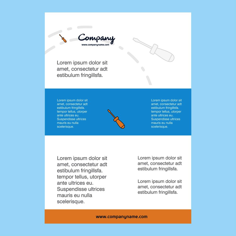 Template layout for Screw driver  comany profile ,annual report, presentations, leaflet, Brochure Vector Background