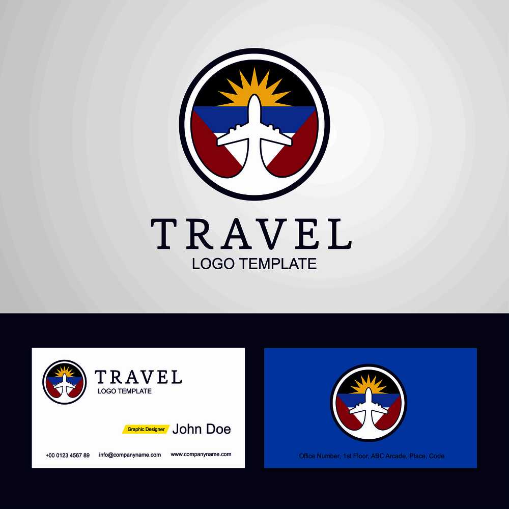 Travel Antigua and Barbuda Creative Circle flag Logo and Business card design