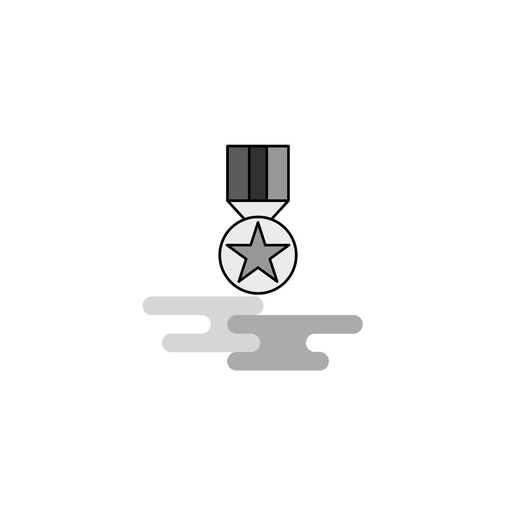 Medal Web Icon. Flat Line Filled Gray Icon Vector