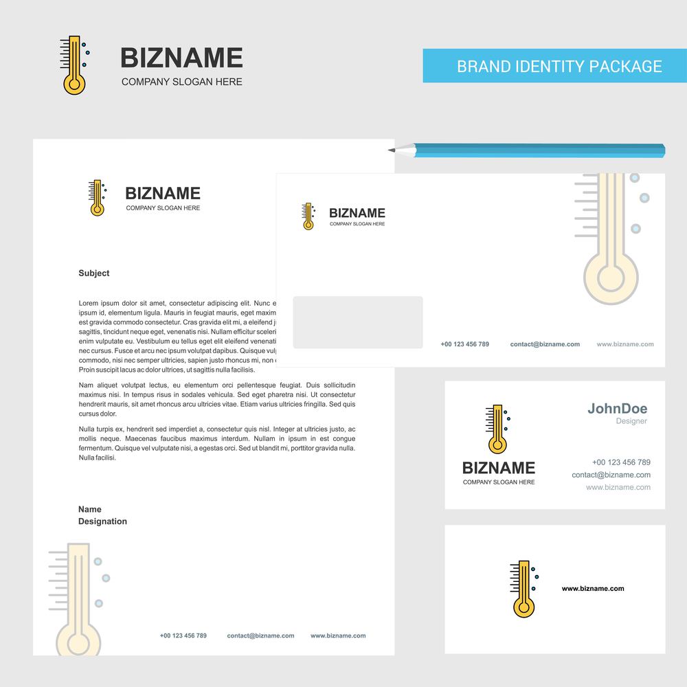 Thermometer  Business Letterhead, Envelope and visiting Card Design vector template