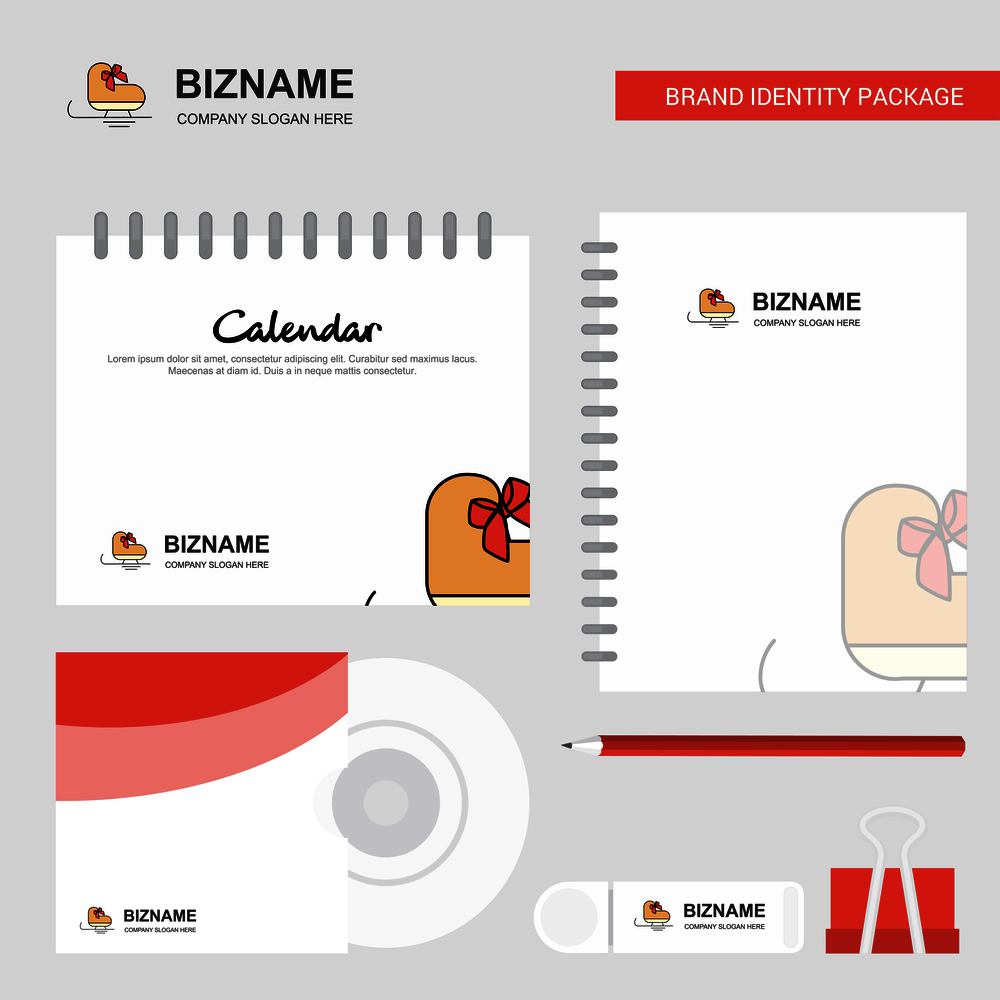 Skates Logo, Calendar Template, CD Cover, Diary and USB Brand Stationary Package Design Vector Template