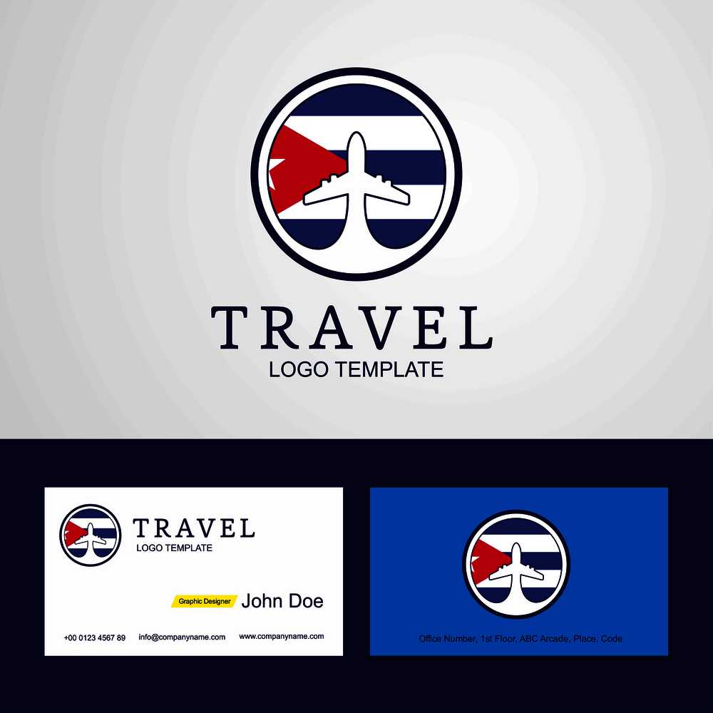 Travel Cuba Creative Circle flag Logo and Business card design