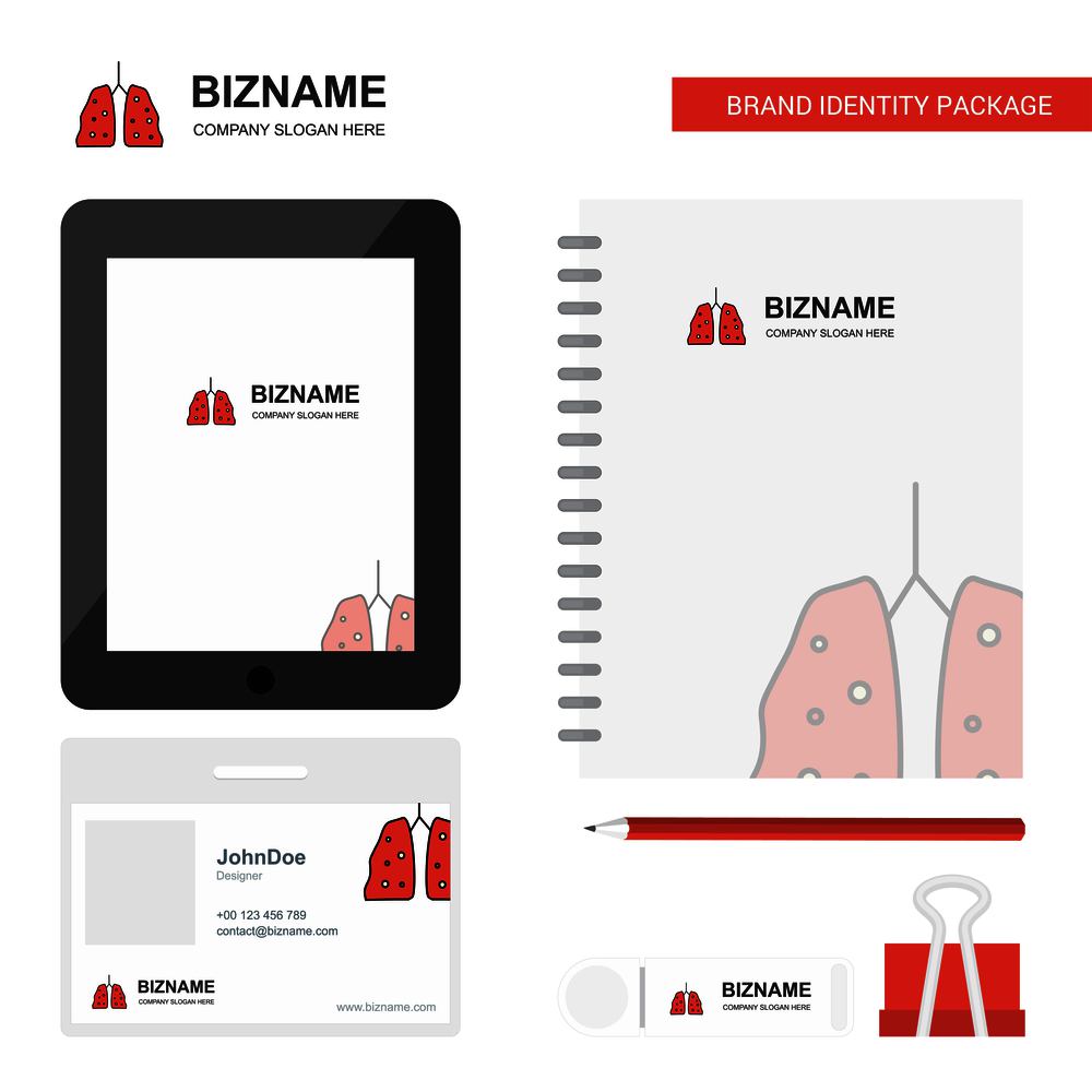 Lungs  Business Logo, Tab App, Diary PVC Employee Card and USB Brand Stationary Package Design Vector Template