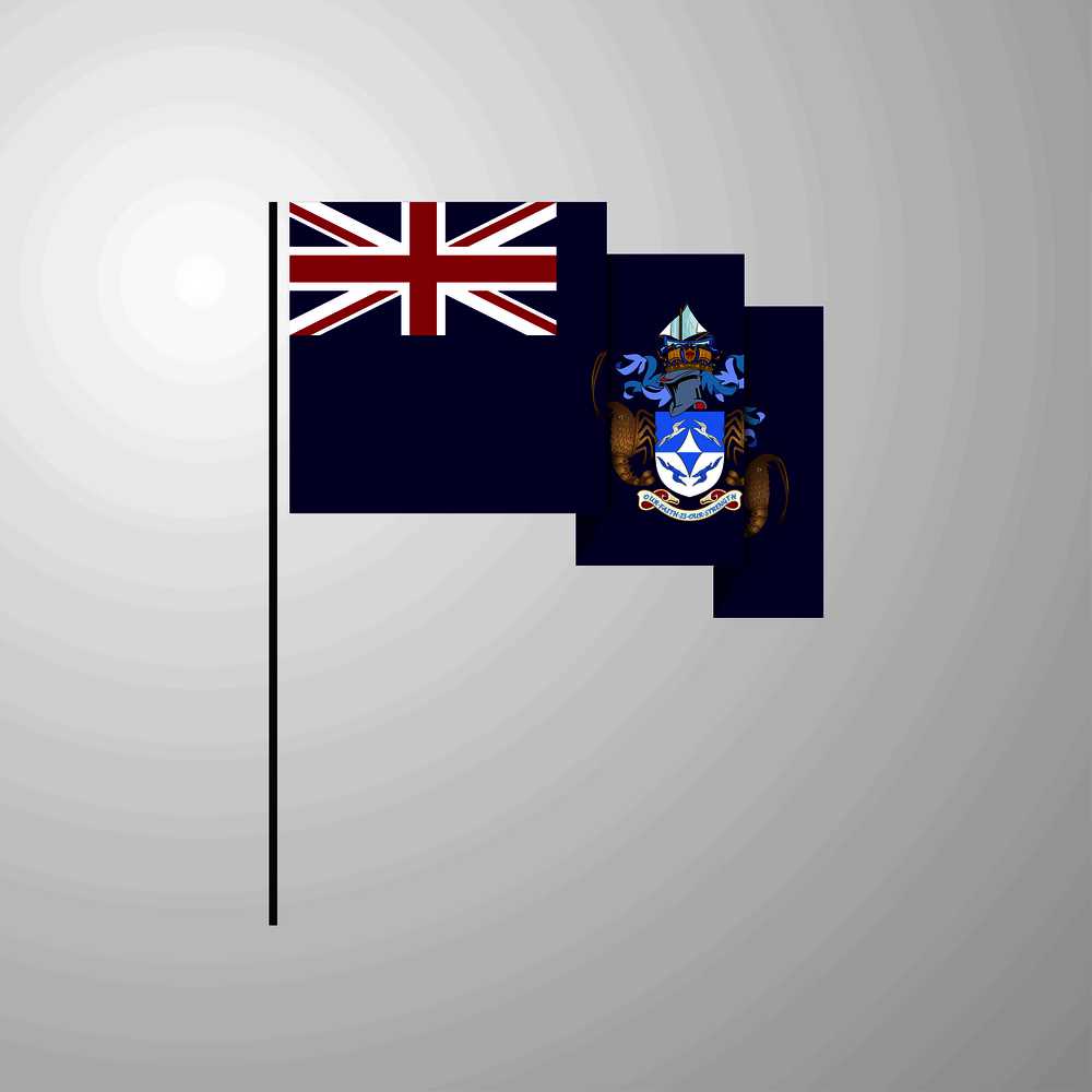 Tristan da Cunha waving Flag creative background