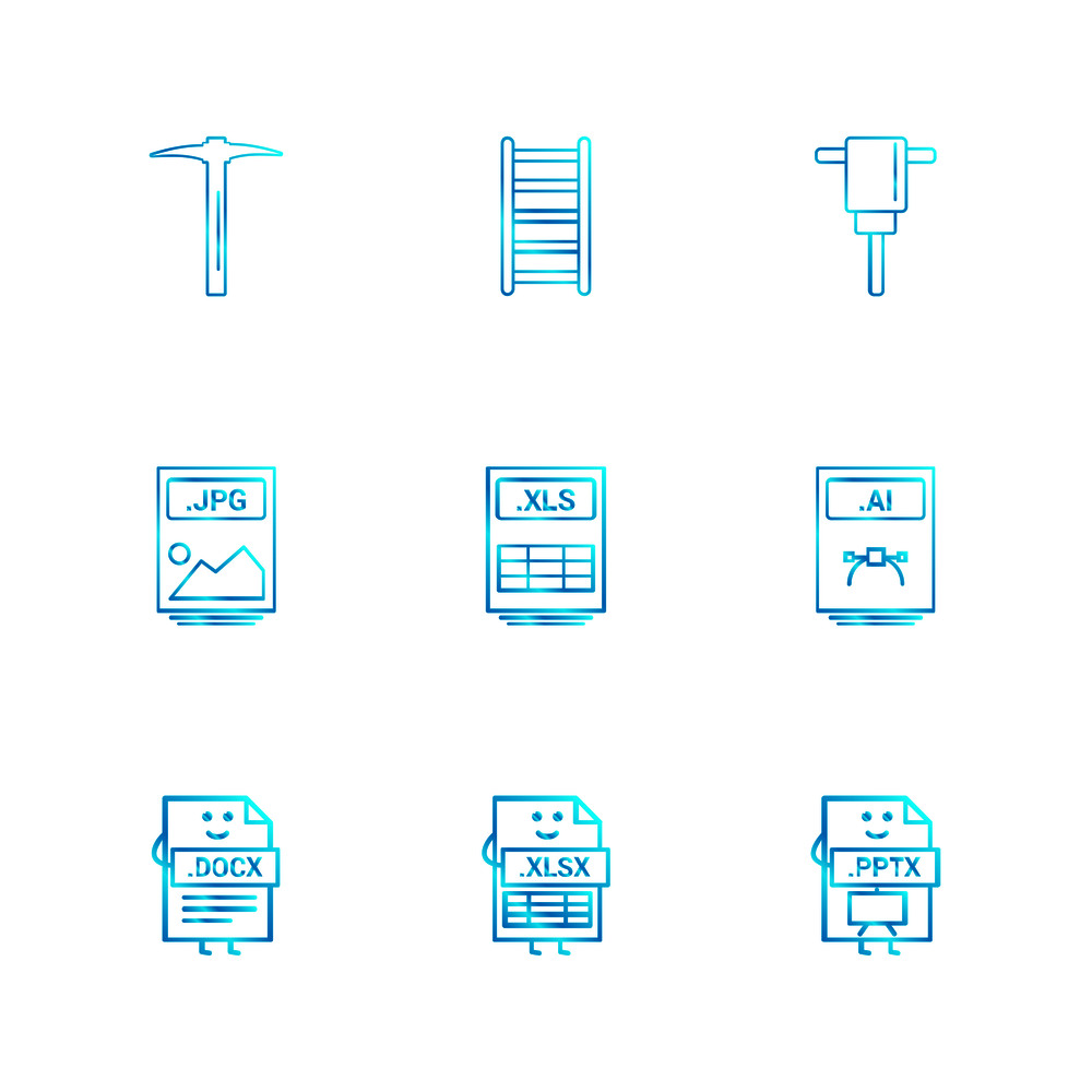 Axe , ladder , jack hammer , jpg , xls , ai , docx , document , xls , excel , pptx , power point , icon, vector, design,  flat,  collection, style, creative,  icons