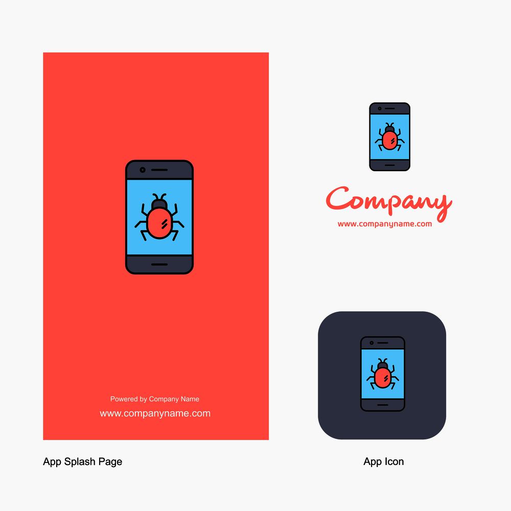 Bug on a smartphone  Company Logo App Icon and Splash Page Design. Creative Business App Design Elements