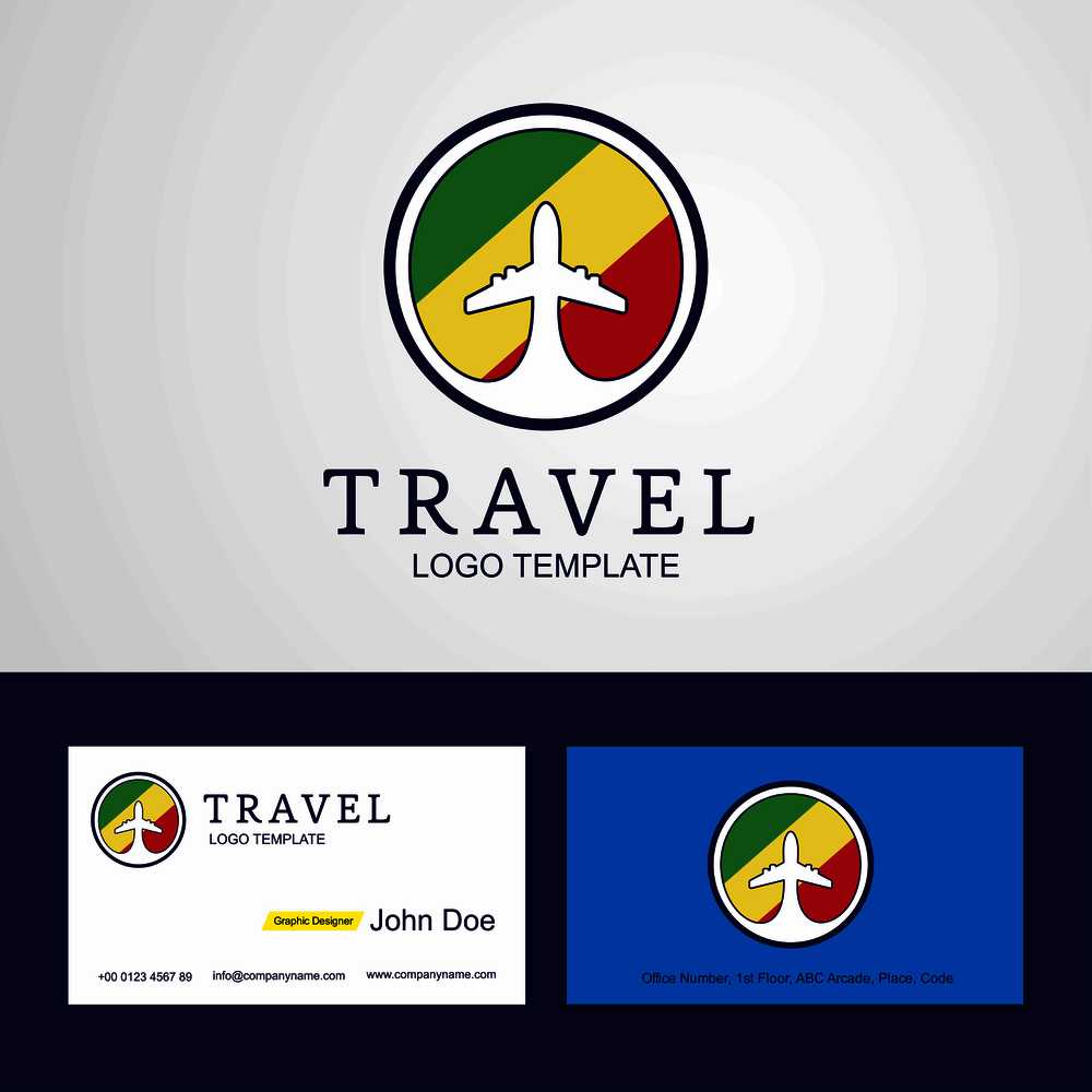 Travel Republic of the Congo Creative Circle flag Logo and Business card design