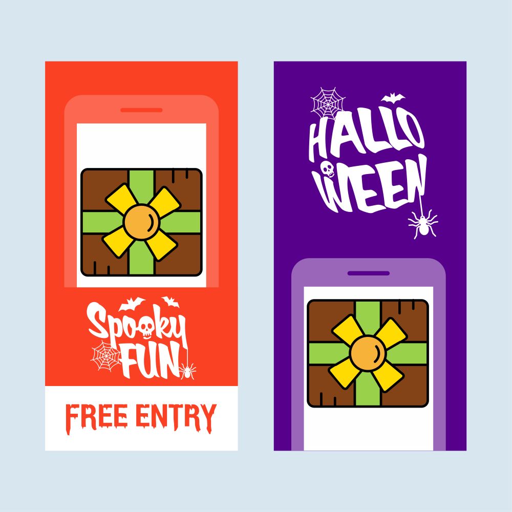 Happy Halloween invitation design with giftbox vector