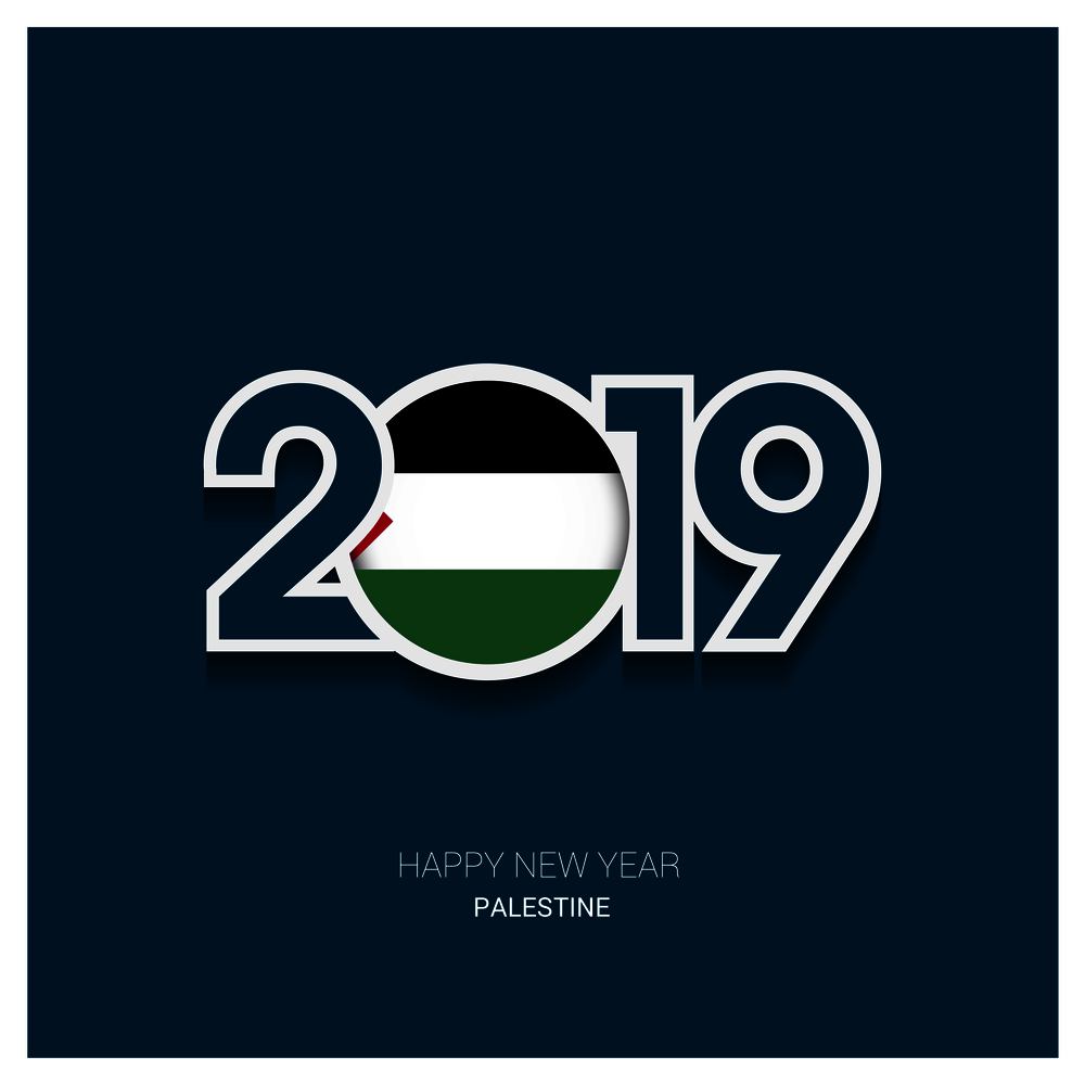 2019 Palestine Typography, Happy New Year Background