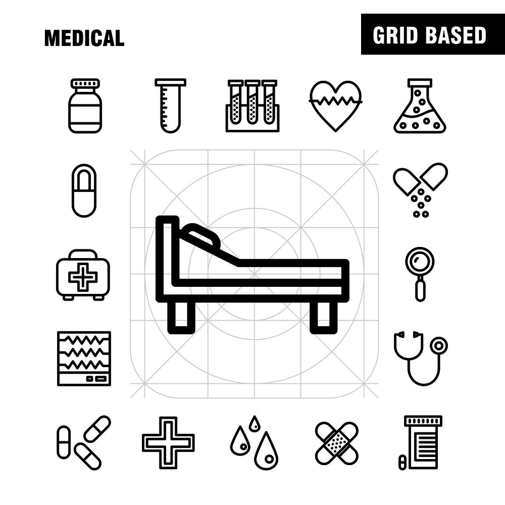 Medical Line Icon Pack For Designers And Developers. Icons Of Health, Healthcare, Medical, Bandage, Breakup, Broken Heart, Medical, Vector